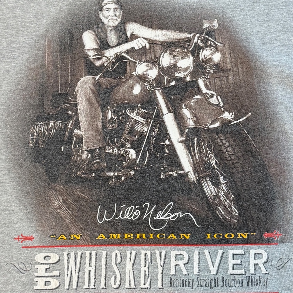 Vintage Willie Nelson Old Whiskey River American Icon Harley T-Shirt Mens XL